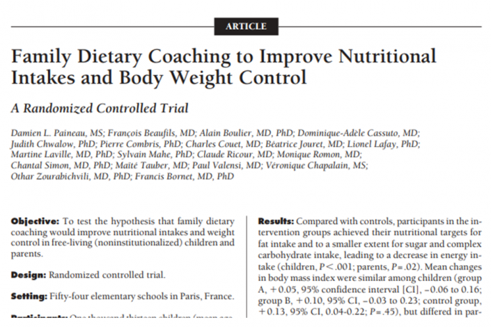 Family dietary coaching improves body weight control